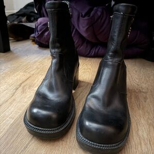 Harley-Davidson Black Leather Platform Ankle Boots